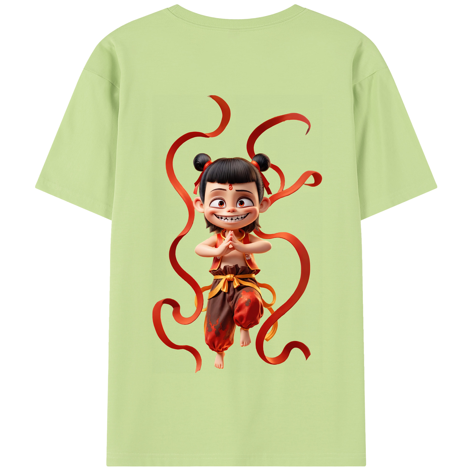 （画像用） Ne Zha 2 ナタ 魔童の大暴れ 綿100％半袖Tシャツ（背面プリント）